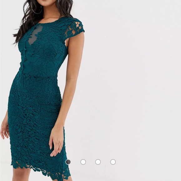 Rich teal lace overlay dress - Picture 1 of 7